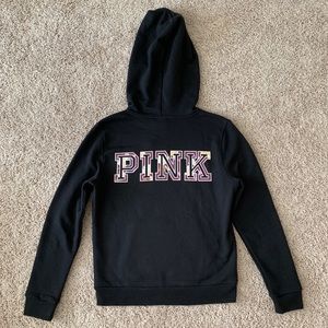 NWT Victoria’s Secret PINK Black Hoodie Floral